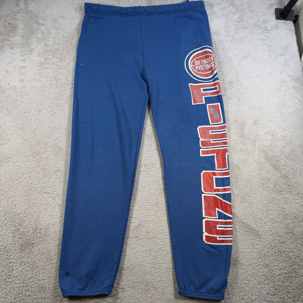 Vintage Detroit Pistons Sweatpants Mens Large Blue Logo 7 Made USA NBA Joggers